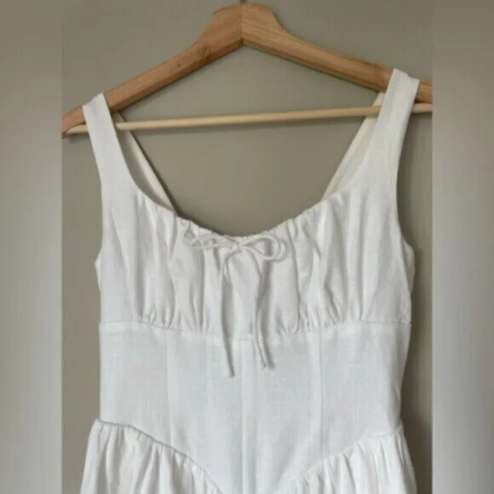 NEW Reformation Balia Linen Sleeveless Midi Dress in White | US 6 UK 10 - Picture 14 of 16